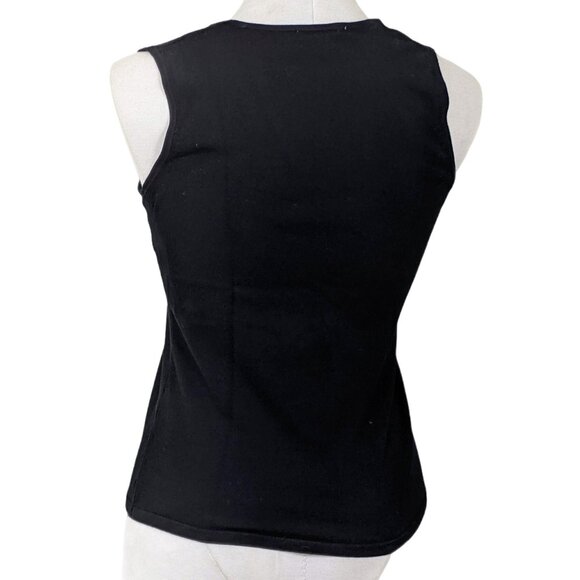Red Medium Sleeveless Black 71% viscose/29% nylon  Knit Top  41b - Picture 2 of 9